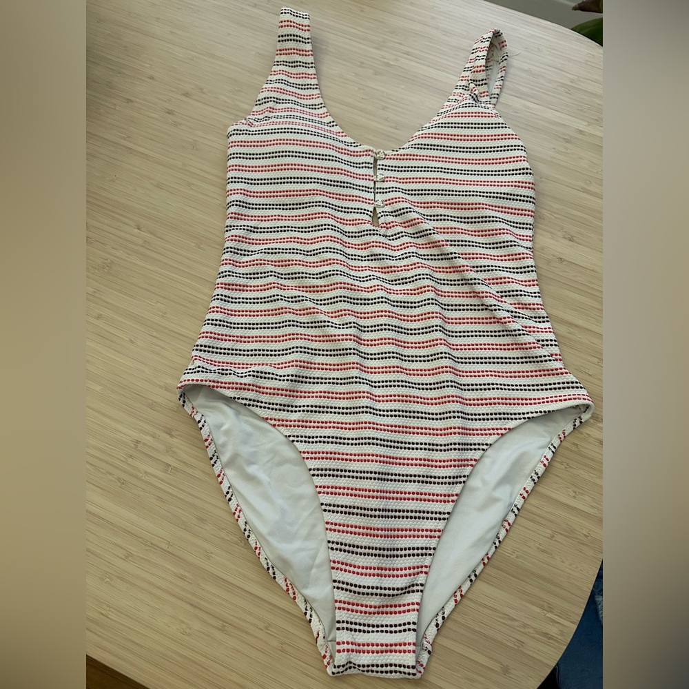 Aerie Pique Striped One Piece Swimsuit